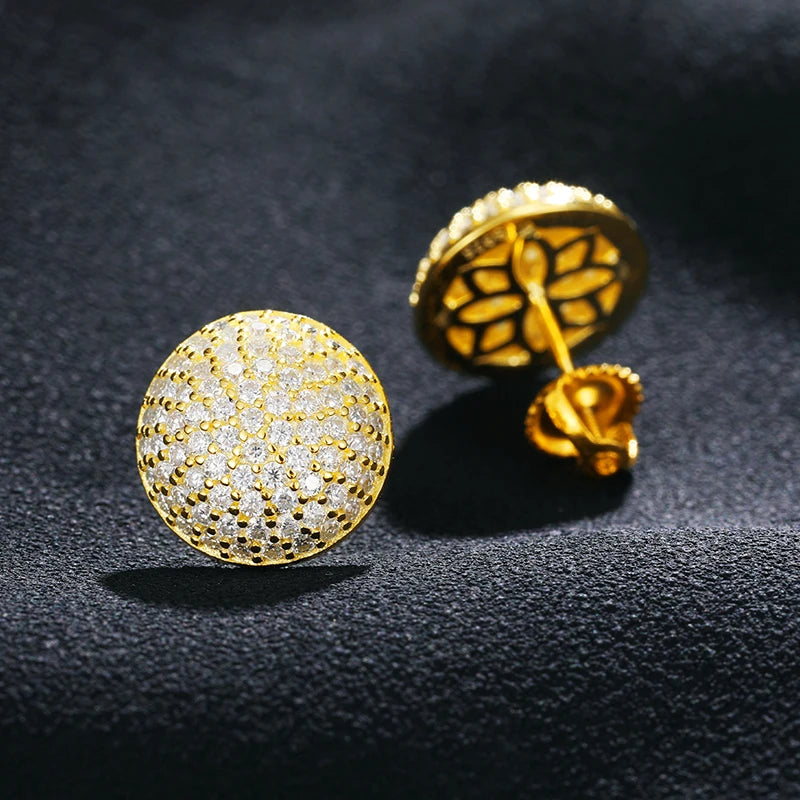 Luxury Mens Top D VVS Moissanite Diamond 925 Sterling Silver 18K 14K Gold Plated Iced Out Geometric Stud Earrings for Men