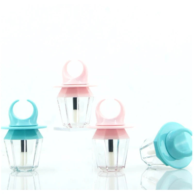8ml in Stock Cute Liptint Tube Pacifier Ring Shape Big Brush Empty Candy Lip Gloss Tubes