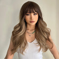 Factory Direct Sales Long Brown Wavy Hair For Women Dark Roots Ombre Brown to Blonde Wig Synthetic Wigs ready to ship
