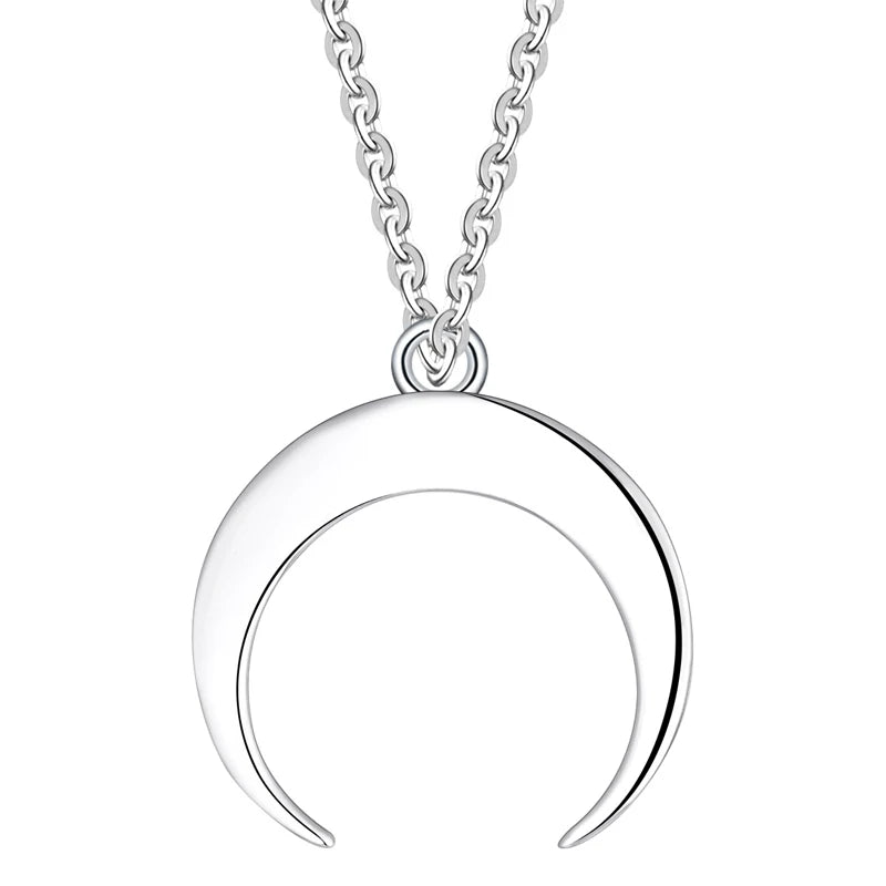 YILUN High Quality 925 Sterling Silver Pendant Necklace Rhodium Plated Crescent Moon with Vintage Trendy Style MegaBDM