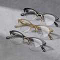 New Fashion Metal Eye Glasses Unisex Optical Frame Ultralight Half Frame Glasses Three Colors
