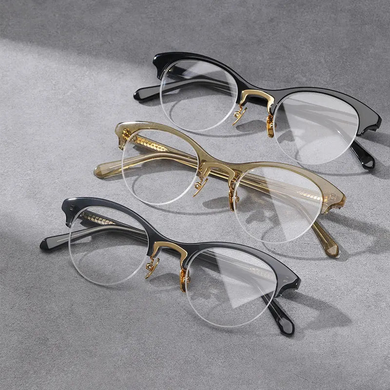 New Fashion Metal Eye Glasses Unisex Optical Frame Ultralight Half Frame Glasses Three Colors