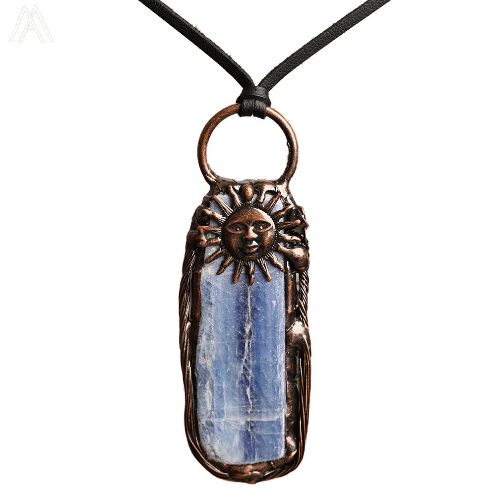 Designer Bohemian Necklace with Healing Raw Rock Stone Crystals Reiki Chakra Pendant for Meditation for Anniversary