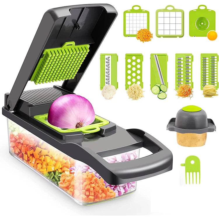 Multifunctional 16 in 1 Hand Operated Vegetable Mandoline Slicer Veggie Chopper Food Chopper Onion Cutter Vegetable Slicer