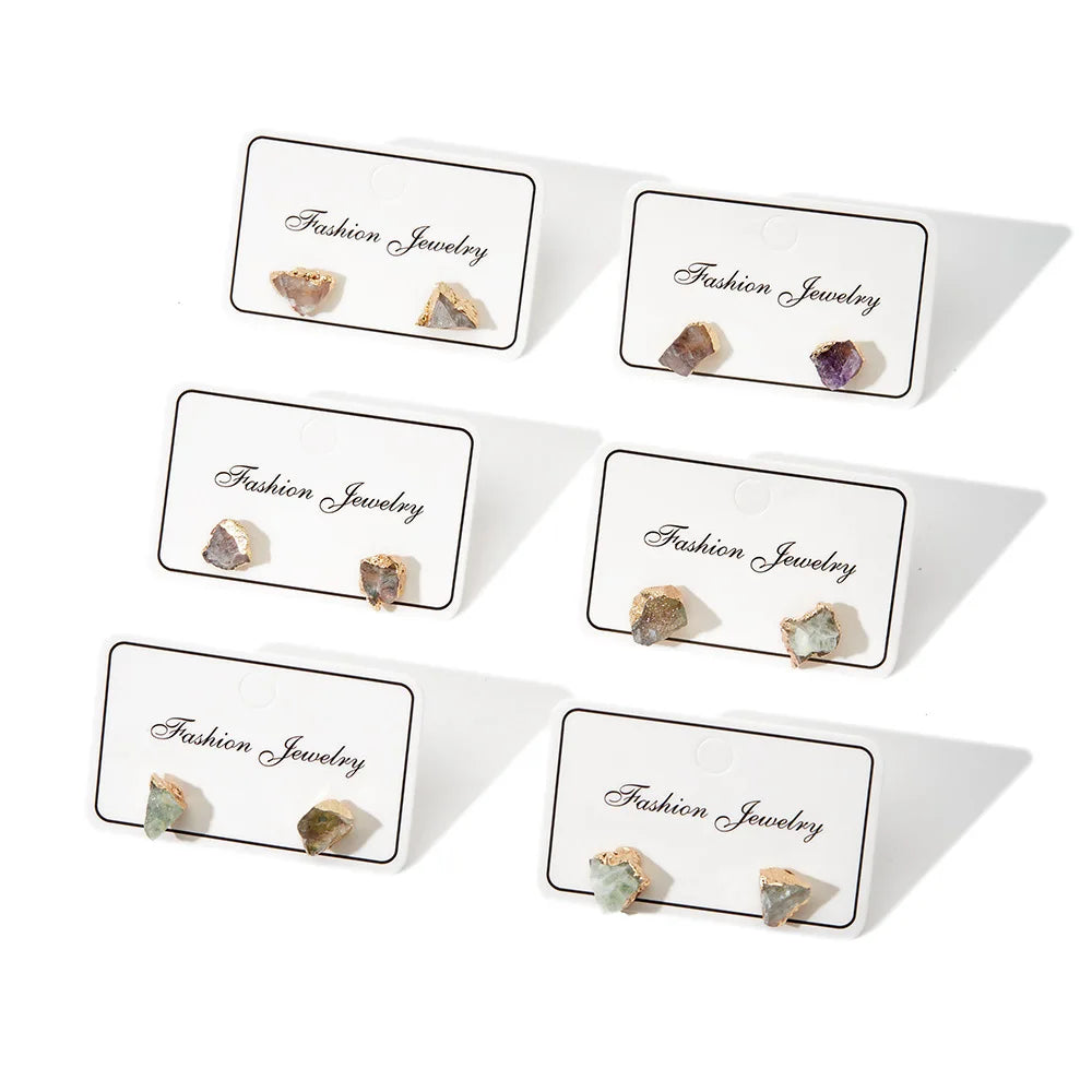 H&P Hot Sale Temperament Minimal Earrings Crystal Stone Earrings Natural Gemstone Earrings Stud for Women