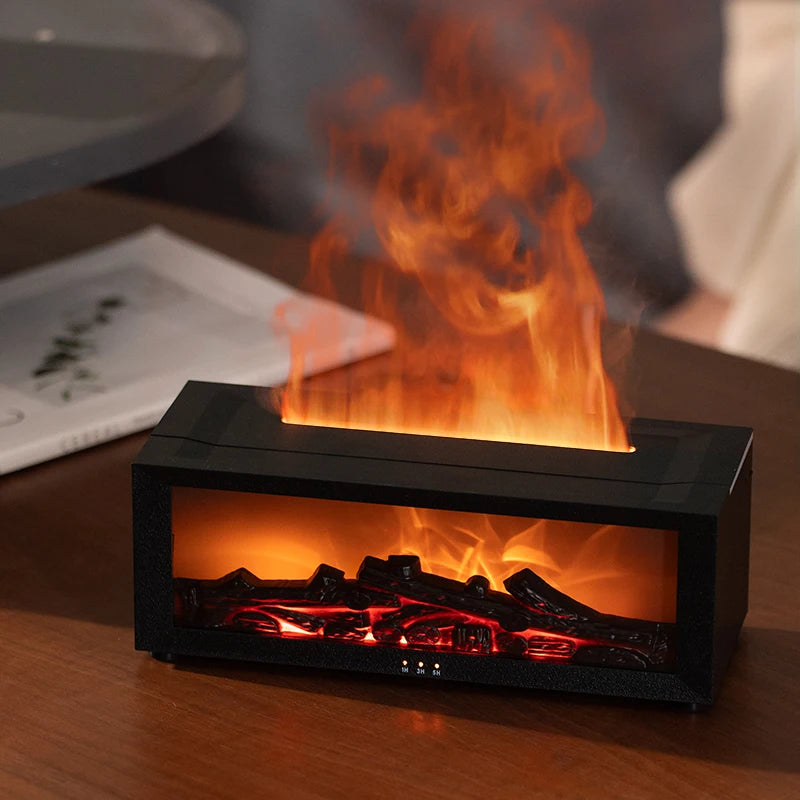 Flame Aroma Diffuser Remote Control Simulation Fireplace Diffuser Essential Oil Diffuser Fireplace Humidifier for Gifts