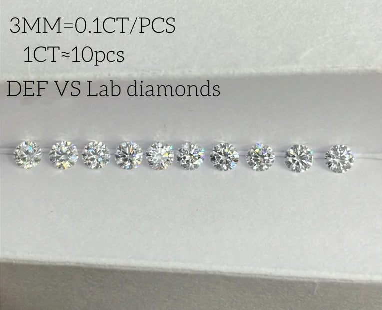 Starsgem small Diamonds 0.8mm-3mm CVD HPHT Melee Size Loose Lab Diamonds Round Brilliant Cut Loose Diamonds