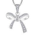 Factory Wholesale Gold Plated 925 Sterling Silver Bow Shape White Zircon Necklace Jewelry