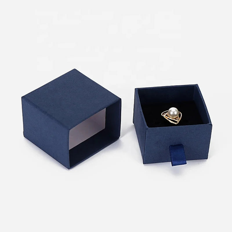 Personalized Brand Cardboard Paper Material Pull Out Blue Necklace Jewelry Boxes