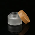 15g 20g Clear Frosted Glass Cosmetic Eye Cream Lip Balm Jar with Bamboo Lid