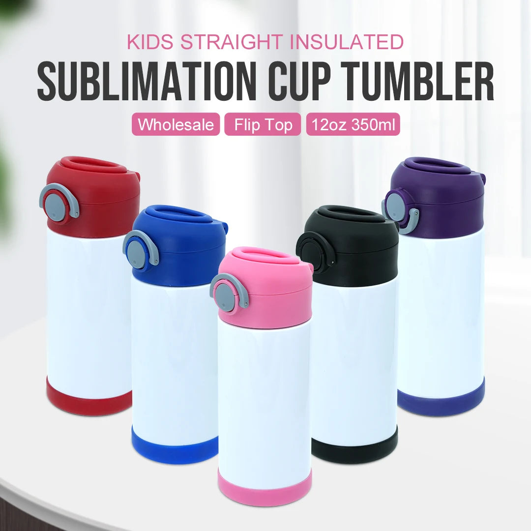 Auplex Factory 350ML Children Thermal  Kids Custom Silicone Tumbler Wrap with Handle Bottle
