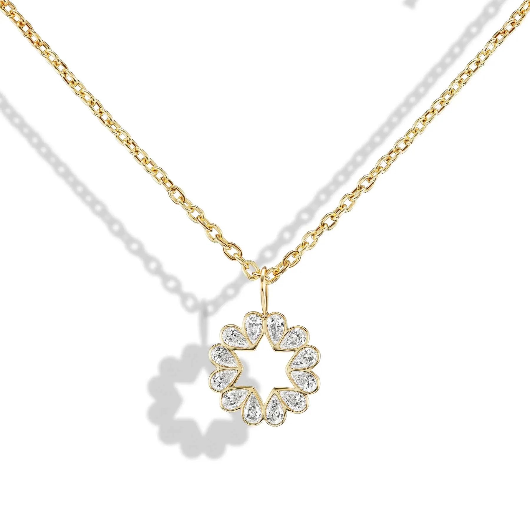 Women's Fine 925 Silver & 18K Gold Wedding Jewelry Rhodium Plated Waterdrop Flower Necklace Zircon Trendy Engagement Party