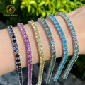 Best Price Customizable Sterling Silver Tennis Chain Bracelet Blue Moissanite & Colorful Diamonds for Girls Men Women
