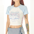 2023 Summer Blue Letter Print Women's Graphic T Shirts Y2L Tee Top Fashion Sports Bulk T-Shirt