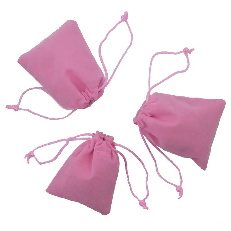 7*9cm Pink Velvet Drawstring Pouch for Jewelry and Gift Customizable with Logo Suitable for Cosmetic Packaging