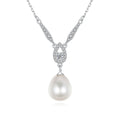 CZCITY 925 Sterling Silver Pearl Fashion Teardrop Cz Pendant Delicate Gold Iced Out Bling Designer Necklace