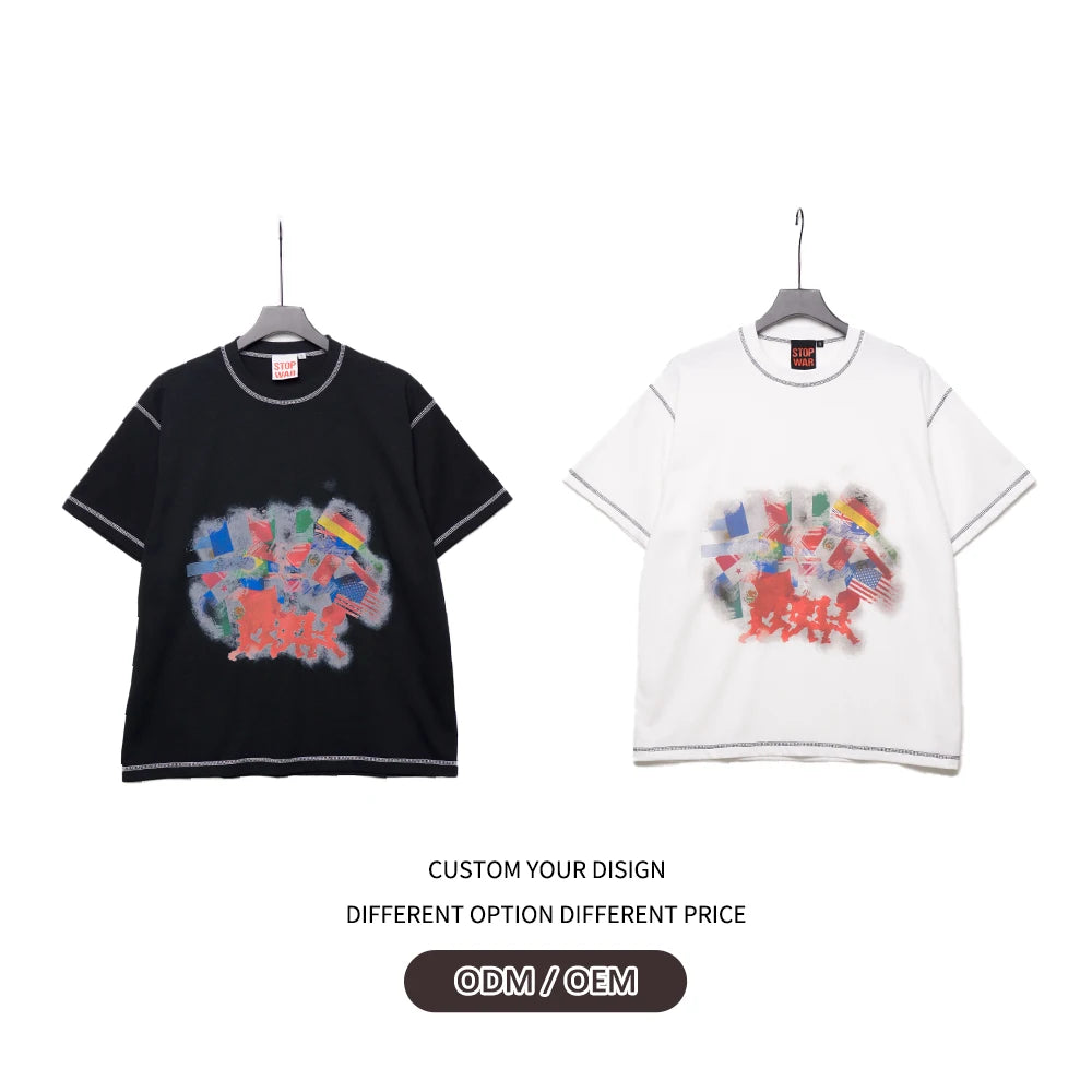 Customized Luxury t Shirt OUTER SEWING Printing Heavyweight T-shirt Men's Organic Cotton T-shirt Oversize Unisex Tees
