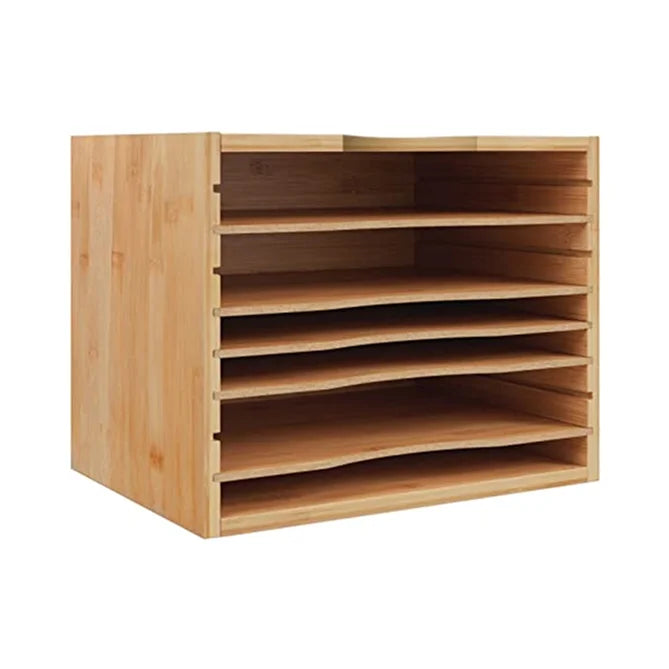 5 Tiers Bamboo Wood File Organizer Wooden Desktop Organizer for Office and Houseware Official Paper Holders