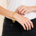 Fashion Minimalist Thick Rectangle Link Chain Bracelet Versatile Daily Stacking Jewelry 18K Gold Plated Stainless Steel Bracelet
