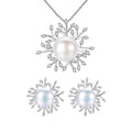 Daidan Natural Pearl Jewelry Set Women 925 Silver Woman Rhodium Plated Fine Jewelry Snowflake Jewelry Sets