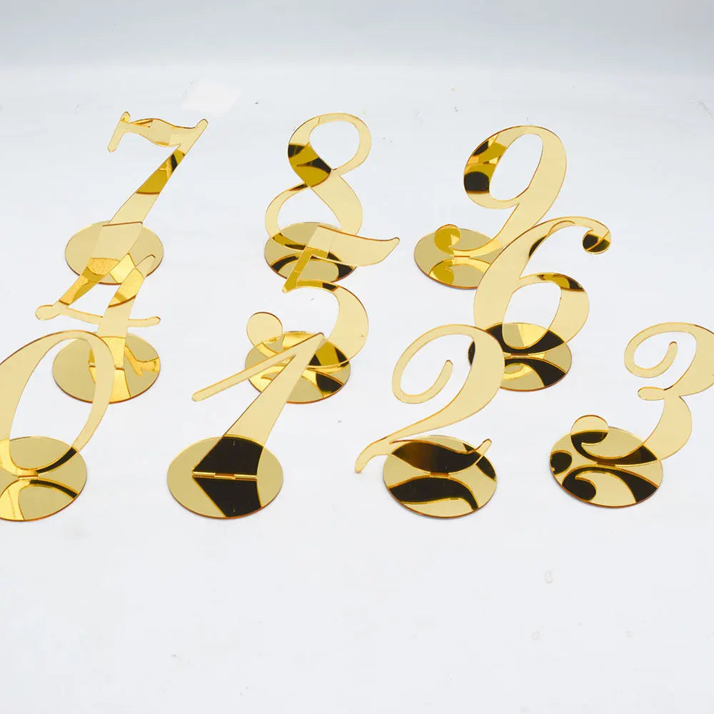 Gold and Silver Wedding Table Numbers Cards for Restaurant Acrylic Design Party Name Card Elegant Table Place Card