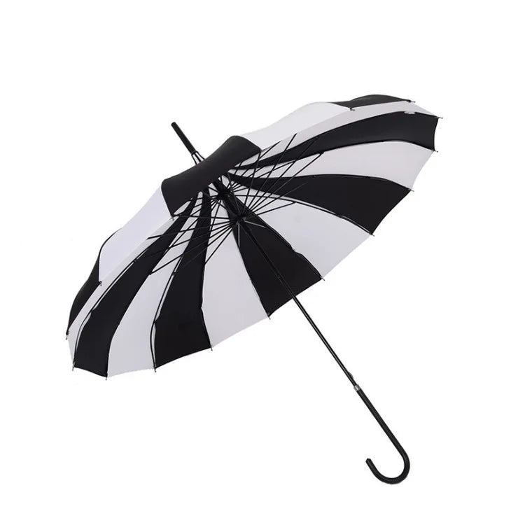 Modern Retro Pagoda Parasol Umbrella with UV Protection Manual Control and Hook Handle Straight Style Sun Umbrella