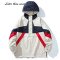 Clothing Manufacturers' Custom Half Zipper Patchwork Men's Coach Jacket Hooded Windbreaker Streetwear Anorak for Spring Season