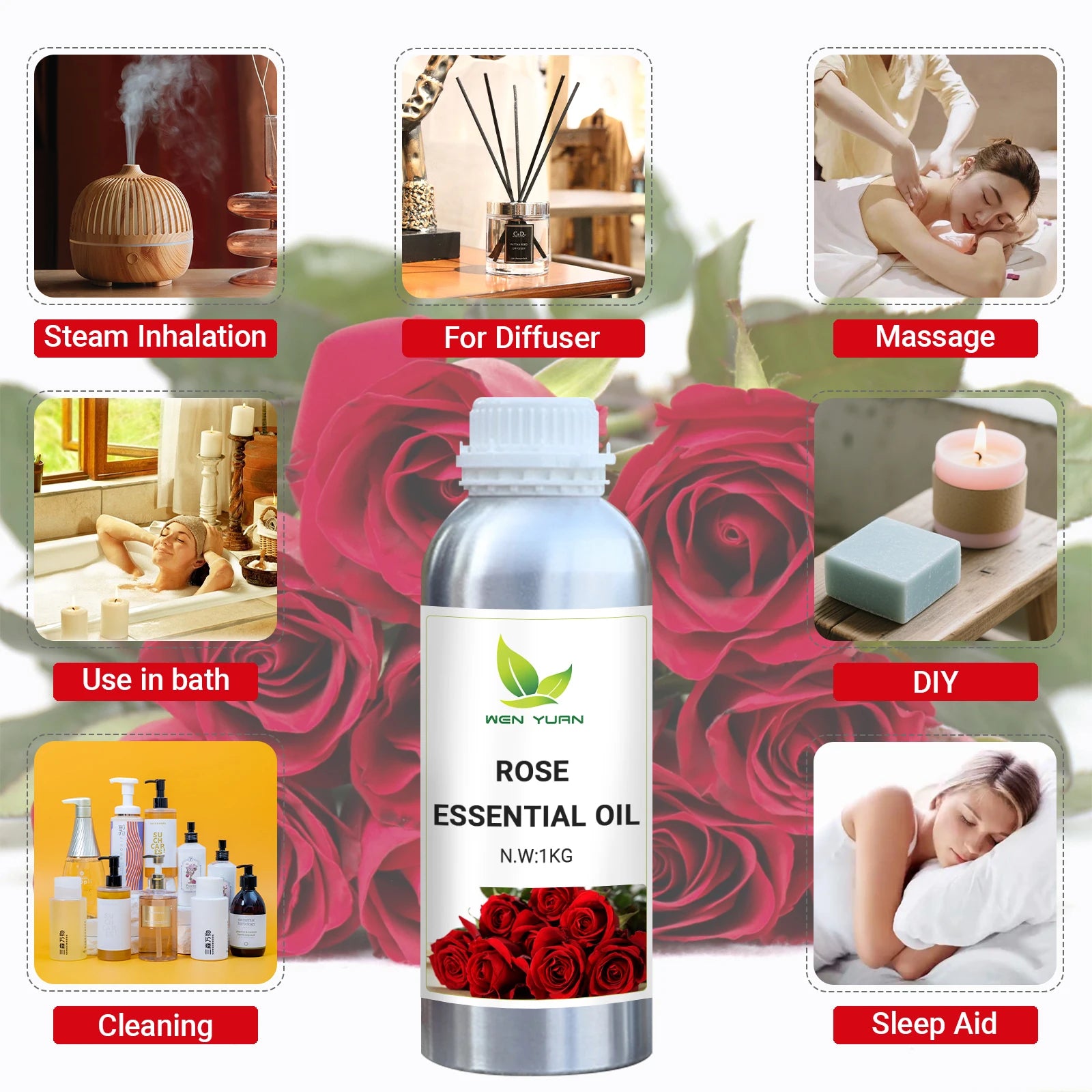 Wholesale Price Rose Absolute Essential Oil 100% Natural Bulk Quantity Rose Flower Essential Oil for Skin Face Cosmetic