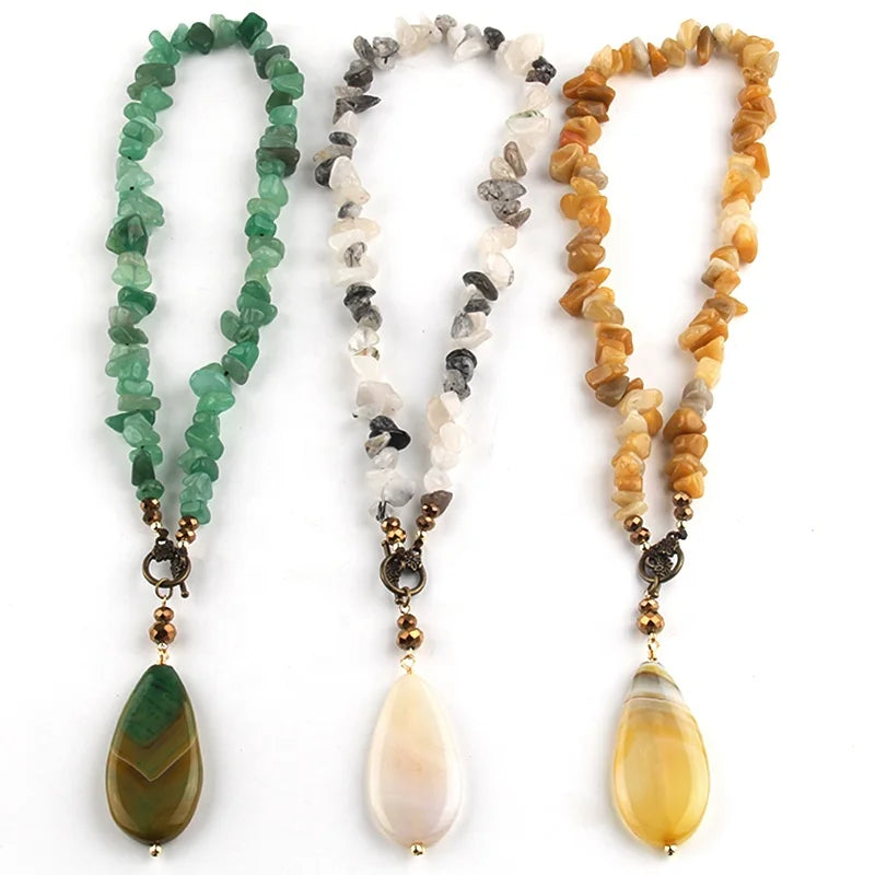 Fashion Jewelry Alloy Antique Bronze Plated  Gravel Necklace Hematite Drop Pendant Choker Necklace
