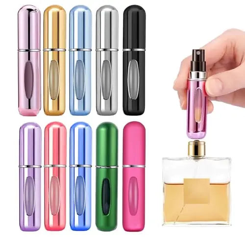 Empty Perfume Atomizer Spray Bottles Reusable 5ml Portable Travel Aluminum Refillable for Essential Oil & Lotion