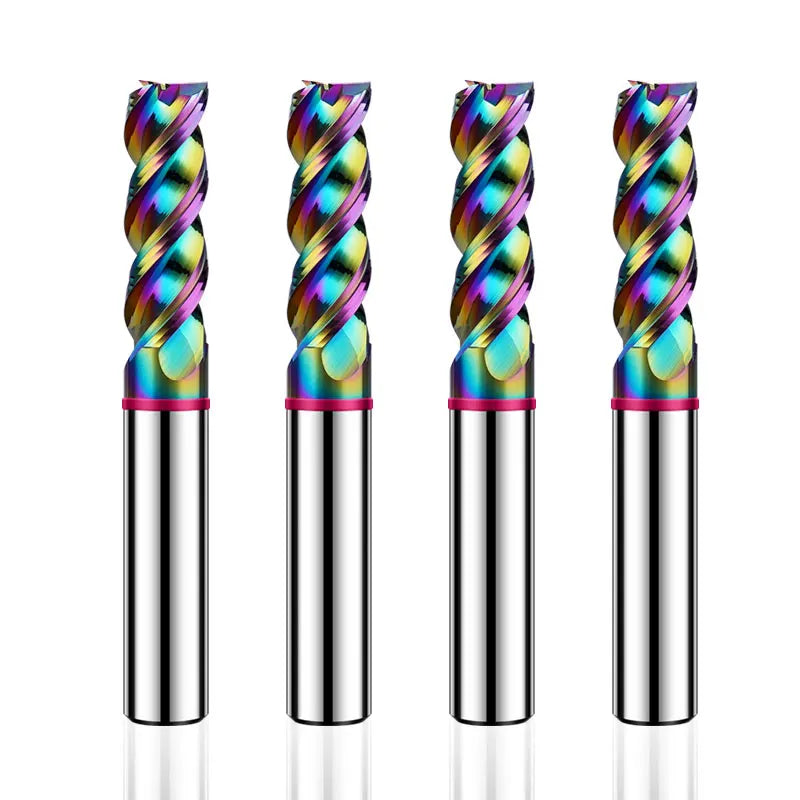AZZKOR 3F Endmills Color-Ring DCL-Colorful Coating Tungsten Carbide Aluminum Milling Cutter for CNC Mechanical TGP-HRC60