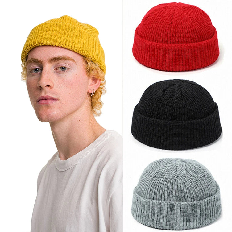 Hot Sale Sailor Hat Fisherman Cap Winter Beanie Hat Custom Logo Color Toque Wholesale Knitted Beanie With Cuff