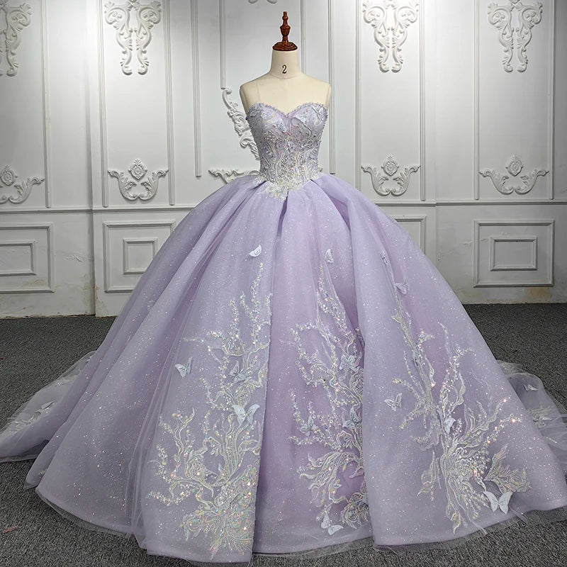 Jancember 6534 Elegant Ball Gown Lace Light Purple for Woman Evening Dresses