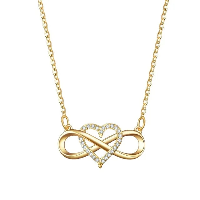Cross Border Fashion Jewelry European and American Women's Golden Heart Lucky Diamond Love Pendant Necklace