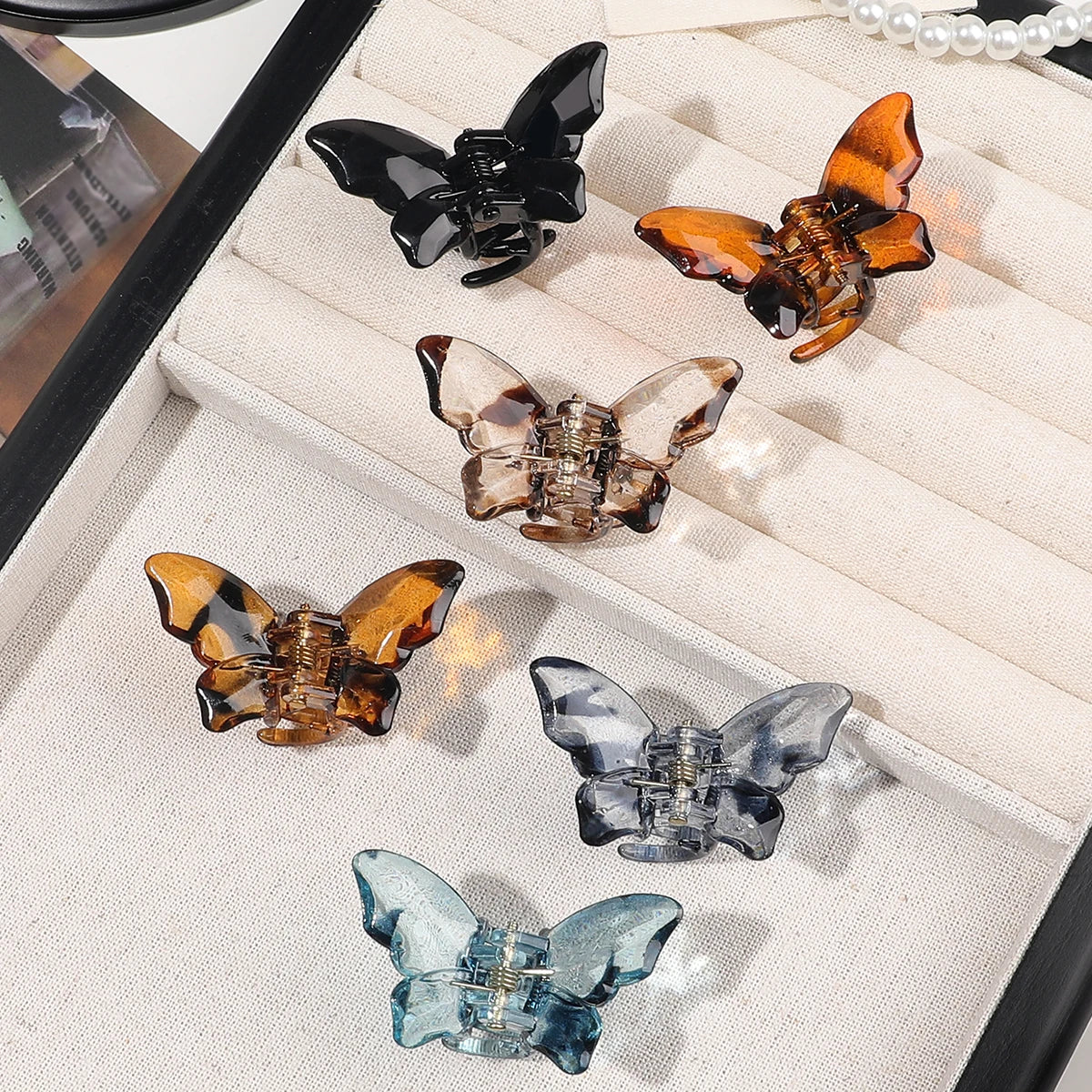 QIYUE 6 Pcs French Butterfly Hair Claw ClipsSmall Leopard Hair BarrettesTortoise Bow Jaw ClipsHair Accessory for Women Girls