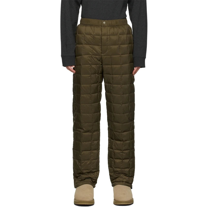 OEM Casual Mid-rise Loose Straight Relaxed-fit Breathable Down-filled Square Quilted Nylon Cargo Pants Men