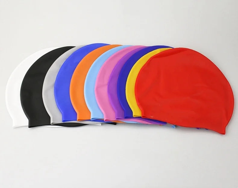 Waterproof Silicone Swim Caps Women Men High Elastic Flexible Protect Ears Hair Swimming Pool Hat for Adults Children Girls Boys
