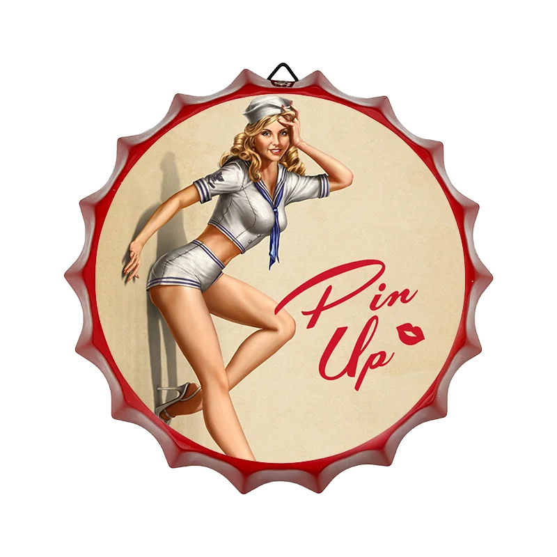 Cheap Custom Printing Metal Crafts Tin Beer Cap Signs Vintage Retro Pin up Girl Plaques Cars Garage Old Poster