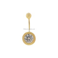 New in Fine Jewelry 14K Solid Gold Belly Ring with Cubic Zircon Screw Navel Bell Botton Rings Piercing Body Jewelry for Women