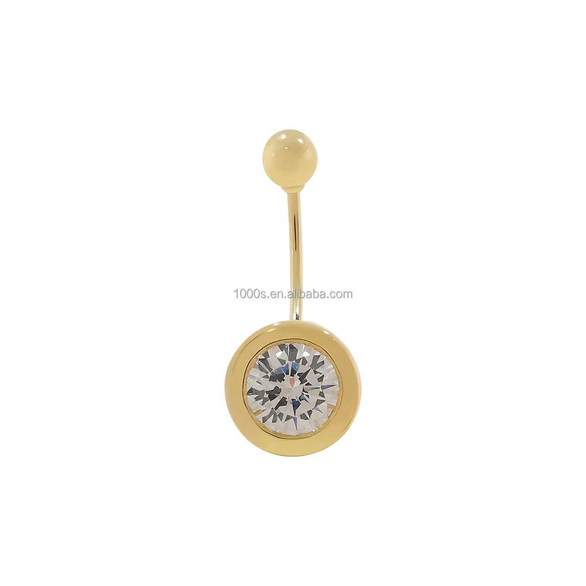 New in Fine Jewelry 14K Solid Gold Belly Ring with Cubic Zircon Screw Navel Bell Botton Rings Piercing Body Jewelry for Women