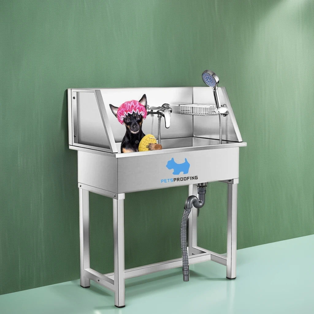 Petsproofing Multifunction Stainless Steel Small Size Dog Bath Tub Pet Grooming Washing Station Bathtub Wholesale Customized