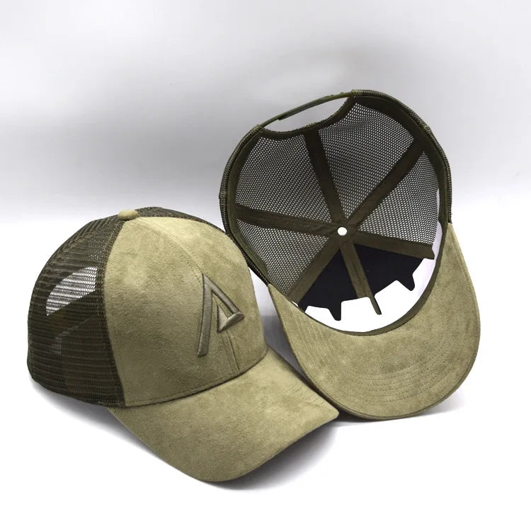 Promotional Trucker Caps Printing LOGO Front Material Suede Trucker Hat with Spongeback Mesh Snapback Trucker Cap