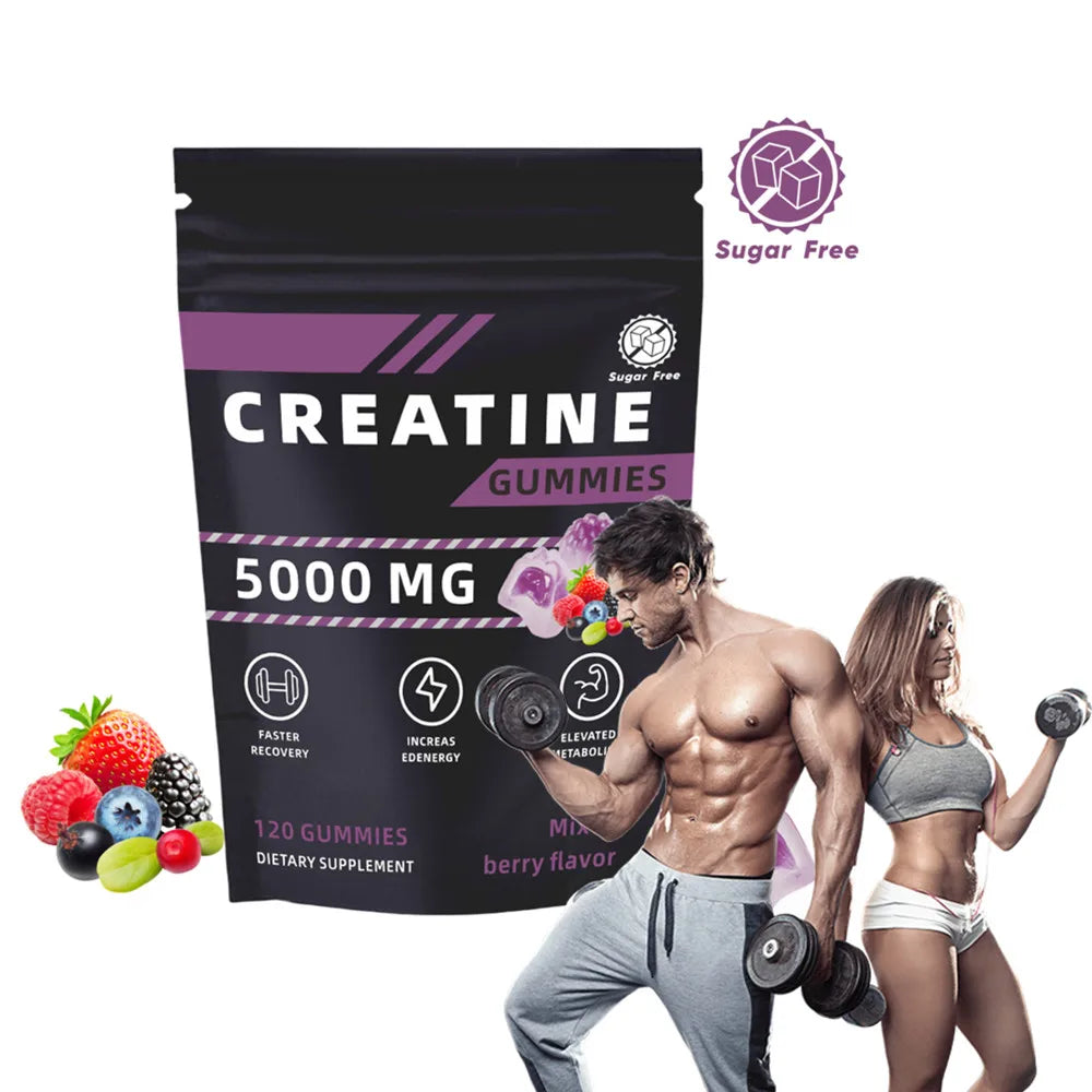 Free Sugar Pure Creatine Monohydrate Gummy Complex L-carnitine Taurine Flavored Creatine For Women and Men Pre-workout gummies