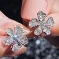 CAOSHI Fresh Style Flowers Design Simulated Moissanite Silver Plated Earrings for Dainty Wedding Engagement Stud Earrings Women