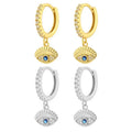 EH1117 Vintage Ear Fine Jewelry Huggie Earrings Zircon Blue Evil Eyes 925 Sterling Silver Hoop Earrings for Women Daily Wear