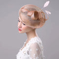 Women Wedding Party Hat Retro Feather Tulle Formal Party Hats Cambric Church Women Hair Clip Parties and Costumes Fascinator Hat