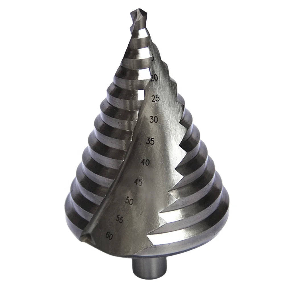 HSS 6-60mm Large Size Hole Opener High Speed Steel Spiral groove Step Drilling Spiral Groove Triangular Handle Step Drill Bits