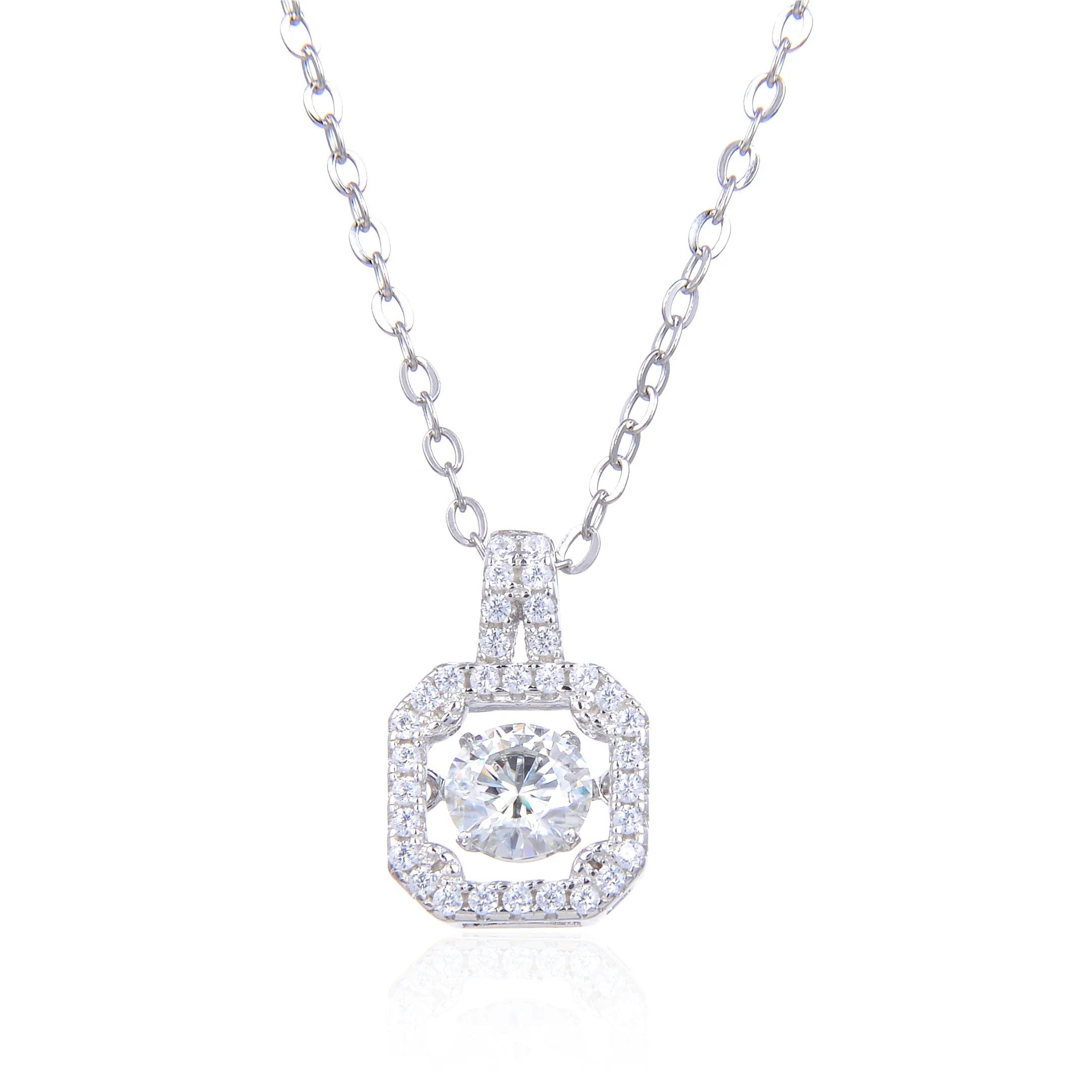 Abiding Wholesale Jewelry Moissanite Twinkle Stone Pendant Necklace Special Style Fashion Wedding Necklace