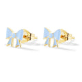 New Arrivals Jewelry Ladies Cute Bow Enamel 925 Sterling Silver Color Stud Earrings Sets