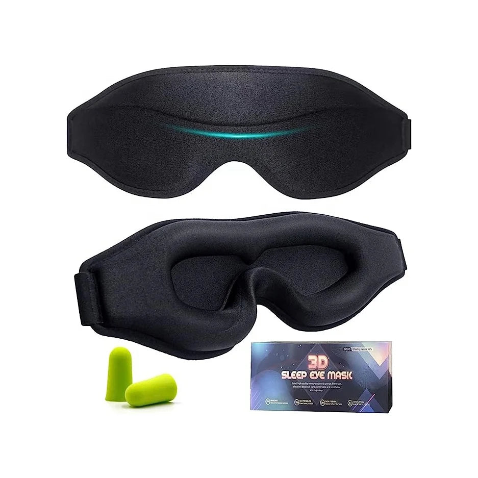 100% Blackout 3D Sleep Mask Soft Lightweight  Latex-Free Eye Contour Blindfold with Nose Baffle OEM Supply